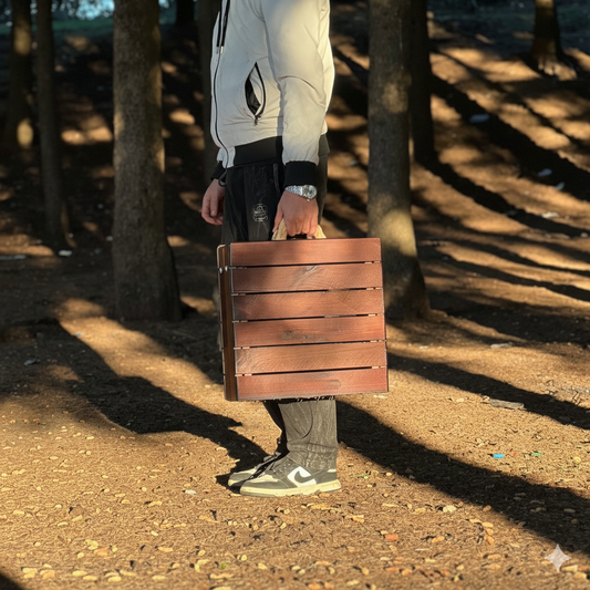 طاولة تخييم قابلة للطي من خشب بوا روج — خفيفة، قوية، وسهلة الحمل