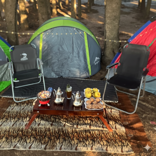 طاولة تخييم قابلة للطي من خشب بوا روج — خفيفة، قوية، وسهلة الحمل